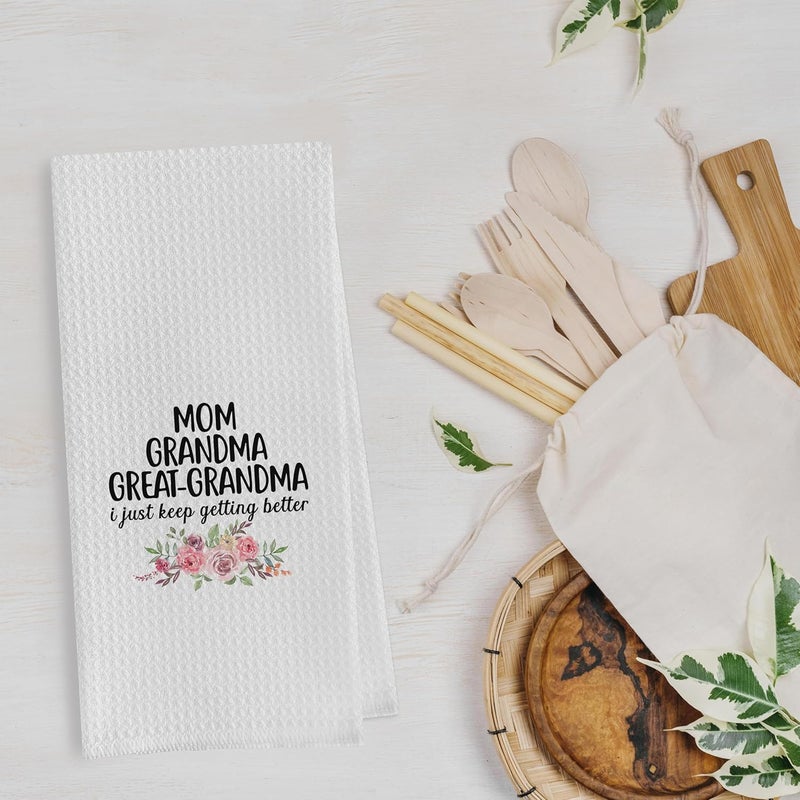 Geqtt Great Grandma Dish Towels - Great Grandma Gifts Waffle Weave Kitchen Towels, Grandma Hand Towel, Grandma Tea Towel, Grandma Gifts from Grandson Granddaughter (16×24 Inches) - Image 3